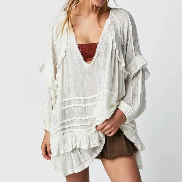 Free People White Mini Dress - Picture 1 of 8
